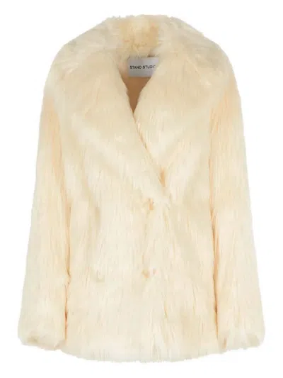 Stand Studio Katalina Faux Fur Short Coat Clothing In Neutral
