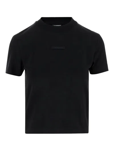 Jacquemus Cotton Stretch Crewneck Logo T-shirt In Black