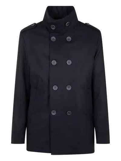 Herno Double-breasted Coat In Blue