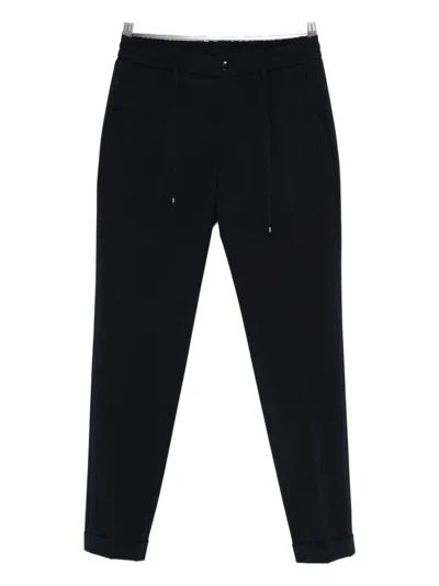 Michael Coal Navy Drawstring Trousers In Black