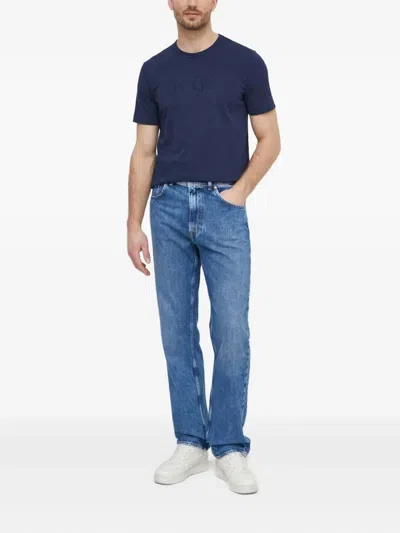 Guess Usa Bear-embroidered Jeans In Blue