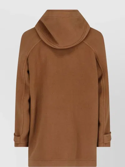 Bottega Veneta Hooded Jacket With Textured Fabric And Pockets In Brown