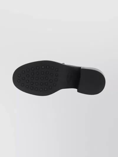 Tod's Block Heel Round Toe Loafers With Hardware In Black