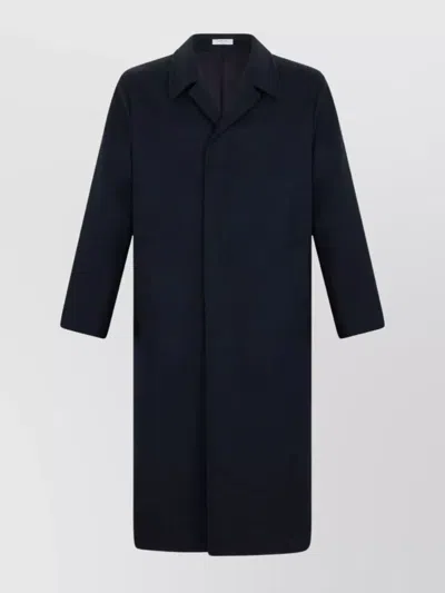 Boglioli Long Sleeve Coat With Notched Lapel And Vent In Blue
