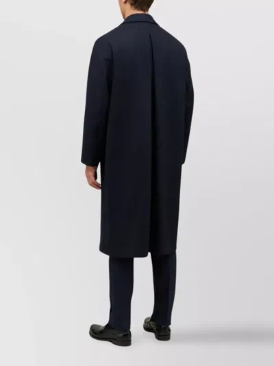 Boglioli Long Sleeve Coat With Notched Lapel And Vent In Blue