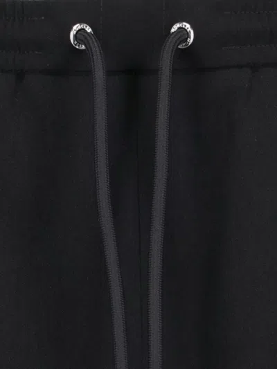 Moncler Straight Trousers With Elastic Waistband And Side Stripe In Black