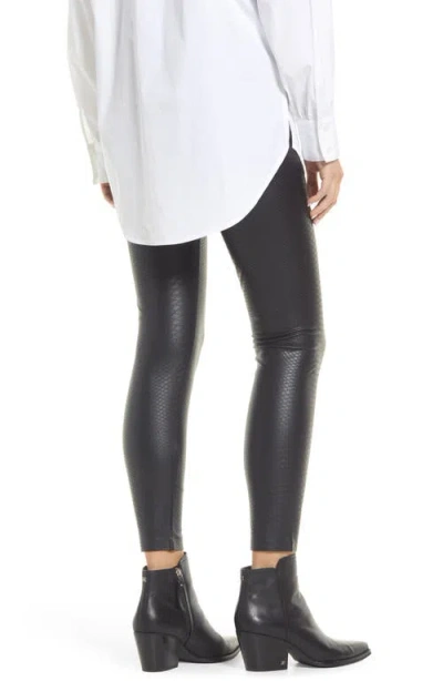 Hue Croc Embossed High Waist Faux Leather Leggings In Gray
