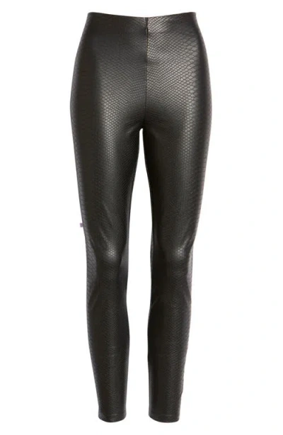 Hue Croc Embossed High Waist Faux Leather Leggings In Gray