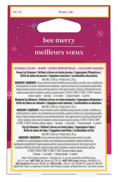 Burt's Bees Kissable Color Warm Collection 3-piece Lip Shimmer Gift Set In Multi