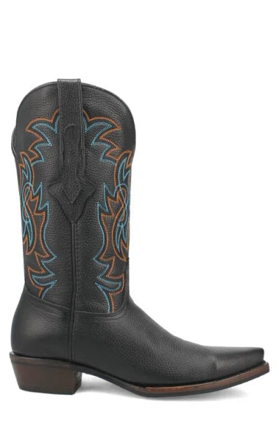 Dingo Gold Rush Pebbled Leather Cowboy Boot In Black