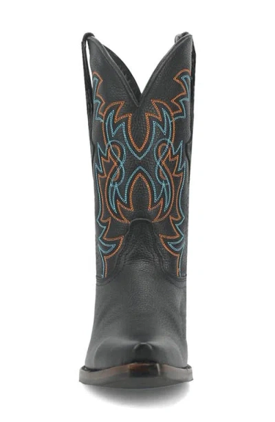 Dingo Gold Rush Pebbled Leather Cowboy Boot In Black