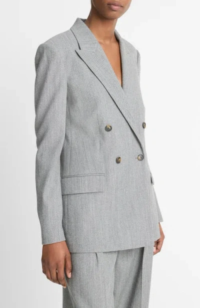 Vince Double-breasted Wool-blend Twill Blazer In Multi