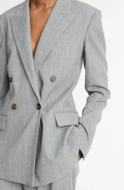 Vince Double-breasted Wool-blend Twill Blazer In Multi