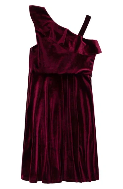 Speechless Kids' Embellished Velvet Party Dress In Burgundy