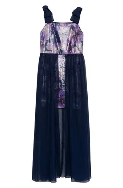 Speechless Kids' Print Sequin Walk Thru Party Dress In Black