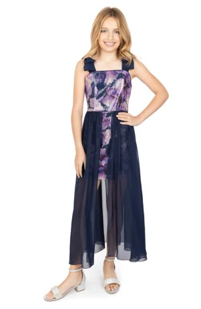 Speechless Kids' Print Sequin Walk Thru Party Dress In Black