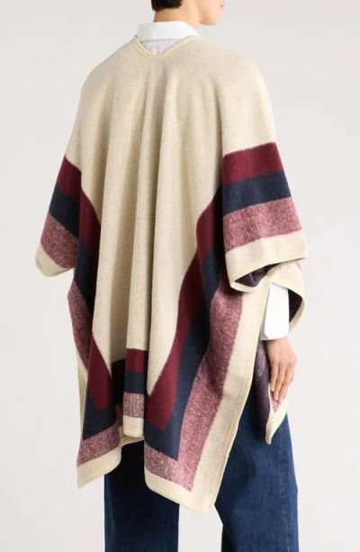 Tasha Border Stripe Ruana In Neutral