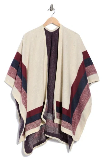 Tasha Border Stripe Ruana In Neutral