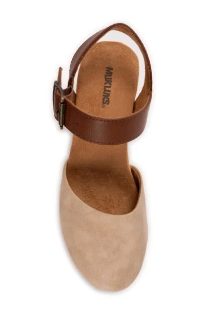 Muk Luks Merritt Strap Shoe Womens Round Closed Toe Cone Heel Pumps In Brown