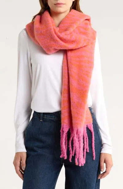 Steve Madden Lofty Zebra Print Scarf In Pink