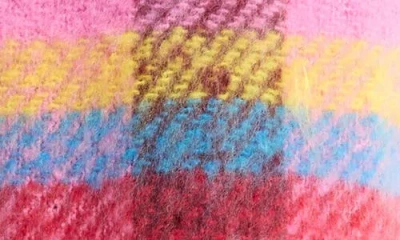 Steve Madden Stripe Plaid Scarf In Pink