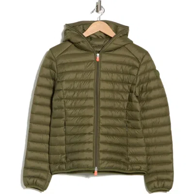 Save The Duck Vicky Short Hooded Basic Jacket In Green