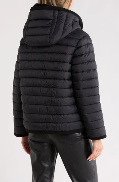 Rebecca Minkoff Reversible Faux Fur Hooded Puffer Jacket In Black
