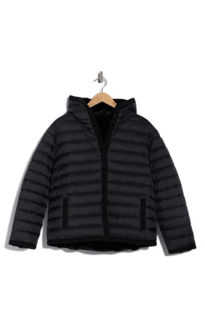 Rebecca Minkoff Reversible Faux Fur Hooded Puffer Jacket In Black