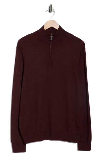 Tom Baine Solid Quarter Zip Pullover In Burgundy
