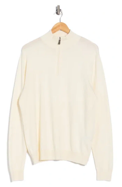 Tom Baine Solid Quarter Zip Pullover In White