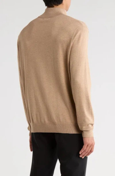 Tom Baine Solid Quarter Zip Pullover In Brown