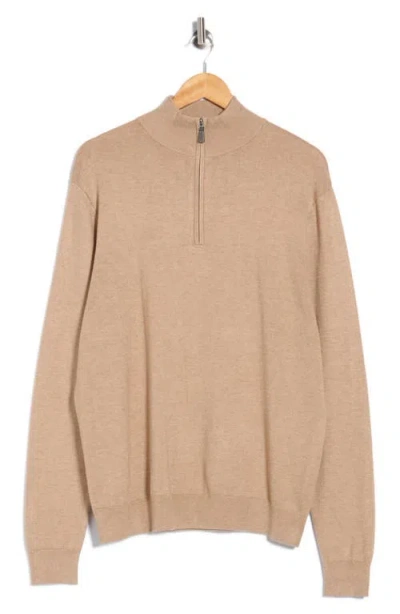 Tom Baine Solid Quarter Zip Pullover In Brown