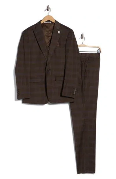 Zegarie Glen Plaid Mélange 3-piece Suit In Brown