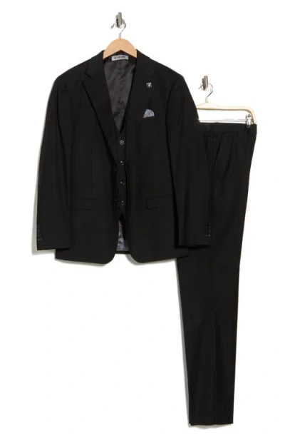 Zegarie Black Mélange 3-piece Suit In Blue