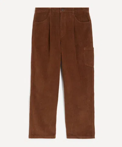 Frizmworks Mens Wide One Tuck Corduroy Trousers In Brown