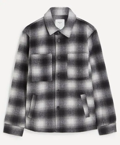 Percival Mens Wool Check Overshirt In Black