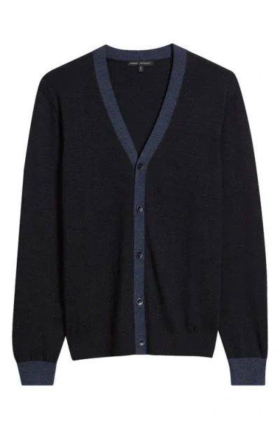 Robert Barakett Thomas Merino Wool Cardigan In Black