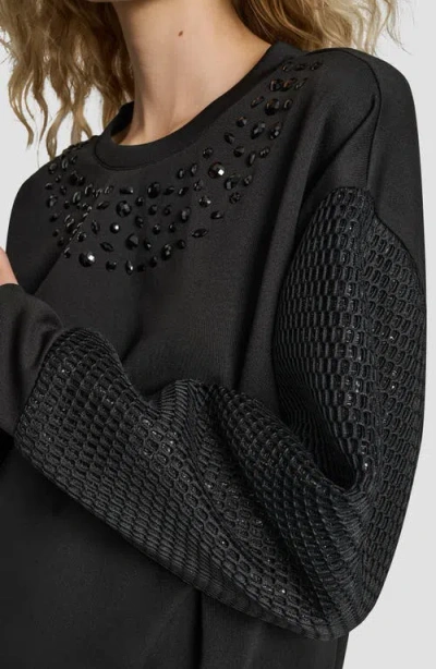 Dkny Mixed Media Bubble Sweatshirt In Black