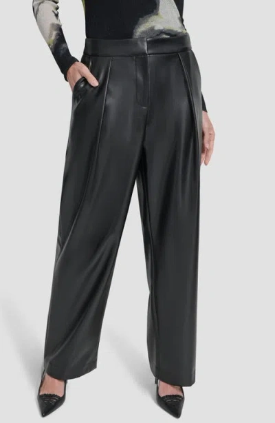 Dkny Women's Wide Leg Pleat Front Pant In Black