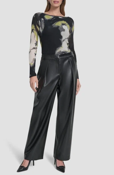 Dkny Women's Wide Leg Pleat Front Pant In Black