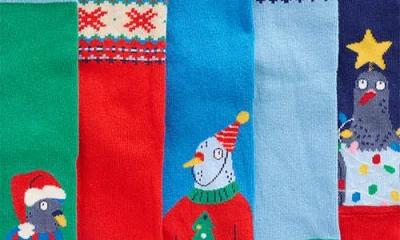Mini Boden Kids' Festive Assorted 5-pack Cotton Blend Crew Socks In Multi