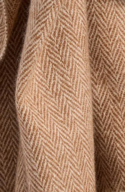 Vince Herringbone Cashmere Fringe Scarf In Brown