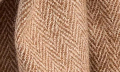 Vince Herringbone Cashmere Fringe Scarf In Brown