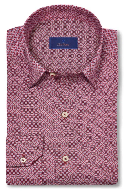 David Donahue Regular Fit Geometric Print Cotton Dobby Dress Shirt In Multi