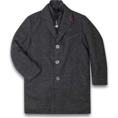 Appaman Kids' New City Tweed Overcoat With Bib In Gray