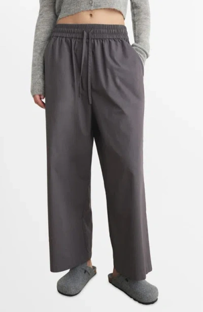 Mango Cotton Crop Pants In Gray