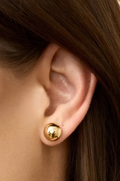 Oradina 14k Yellow Gold Buttoned Up Large Studs In Gold