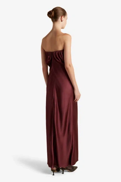 Marina Moscone Satin Draped Bustier Dress In Burgundy