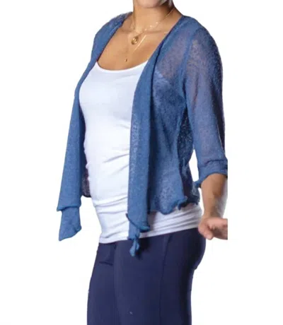 Papa Fashions Mesh Sweater Cardigan In Denim In Blue