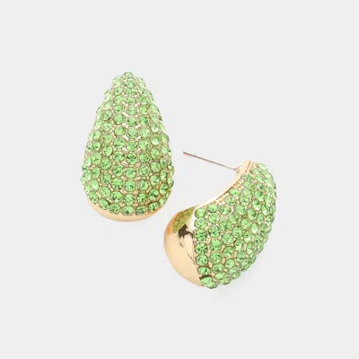 Fashnzfab Rhinestone Paved Teardrop Earrings - Green In Green